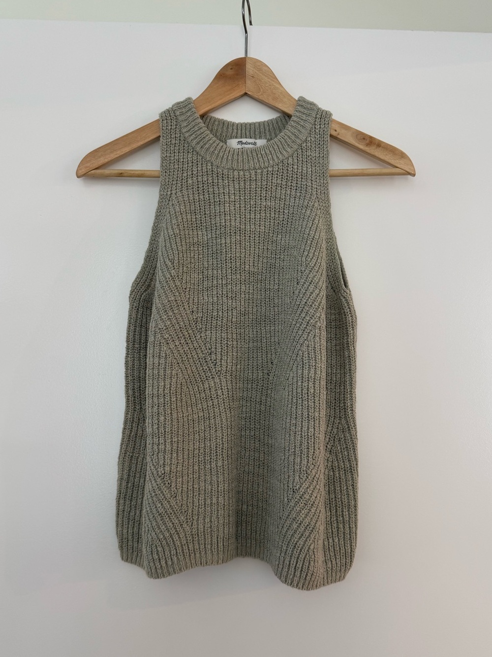 Madewell Olive Green Ribbed Knit Sleeveless Sweater